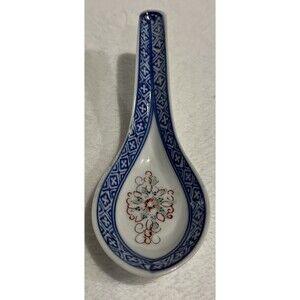 Jingdezhen China Translucent Rice Spoon Blue, White, 5 3/4”